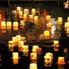 大谿川を流れる竹灯籠